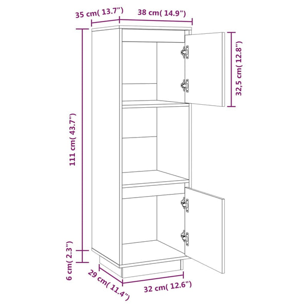 Highboard Kiefer Massivholz 38x117 cm
