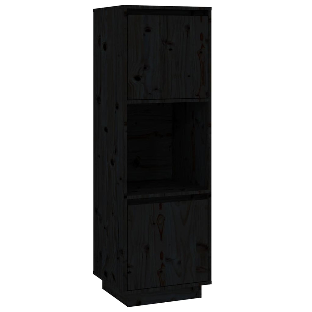 Schwarzes Highboard Kiefer Massivholz 38x35x117 cm