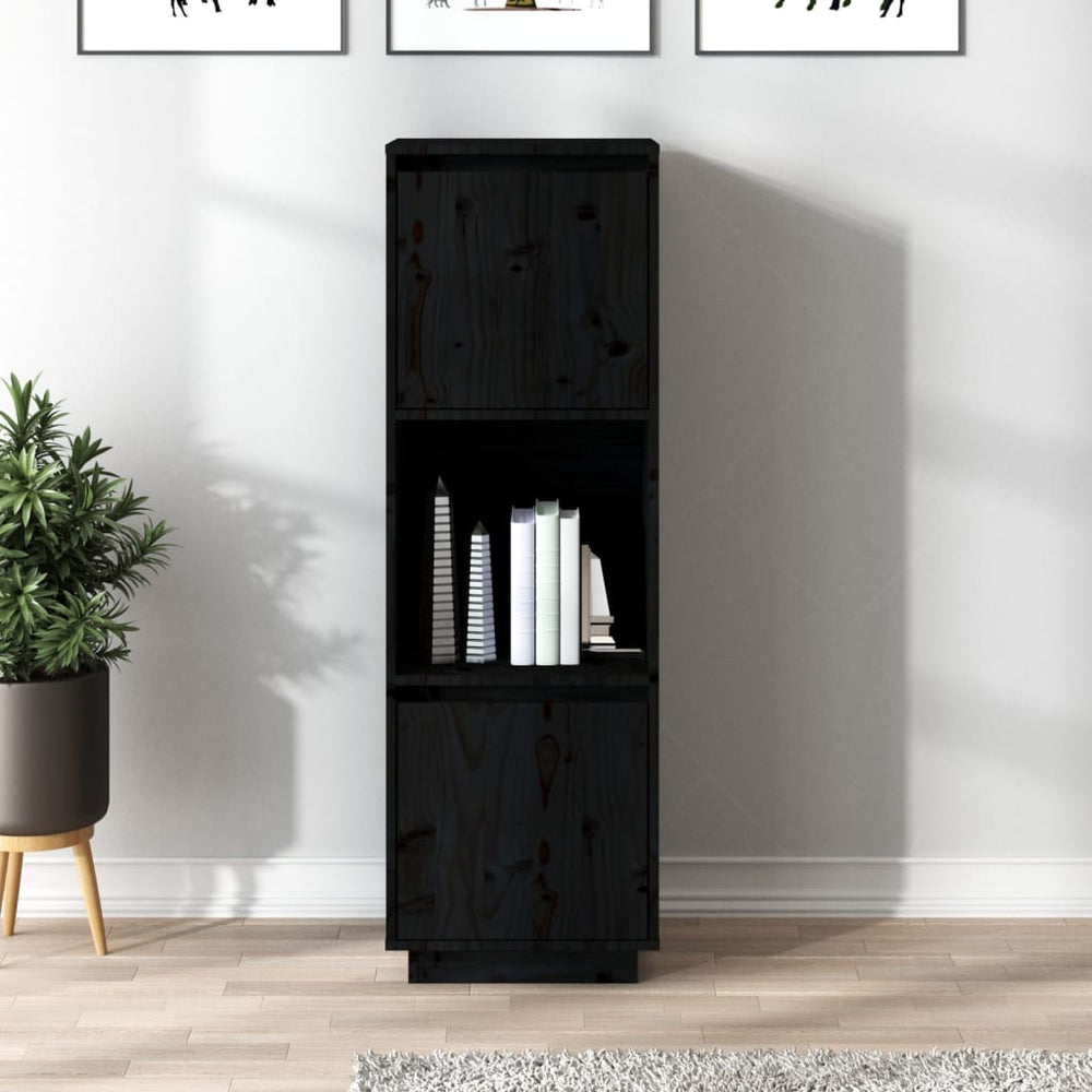 Schwarzes Highboard Kiefer Massivholz 38x35x117 cm
