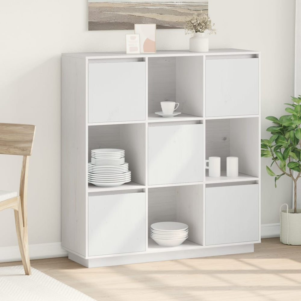 Highboard Weiß Kiefer Massivholz 110,5 cm