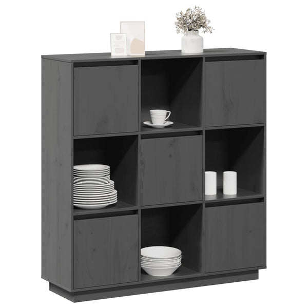 Graues Highboard 110,5 cm Kiefer Massivholz
