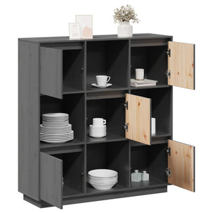 Graues Highboard 110,5 cm Kiefer Massivholz