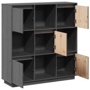 Graues Highboard 110,5 cm Kiefer Massivholz