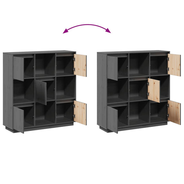 Graues Highboard 110,5 cm Kiefer Massivholz