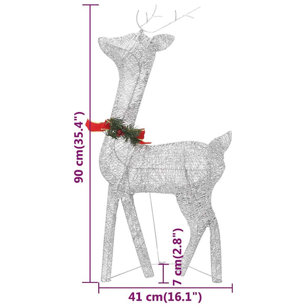 vidaXL LED Reindeer Christmas Decoration 270x7x90 cm Silver Cold White