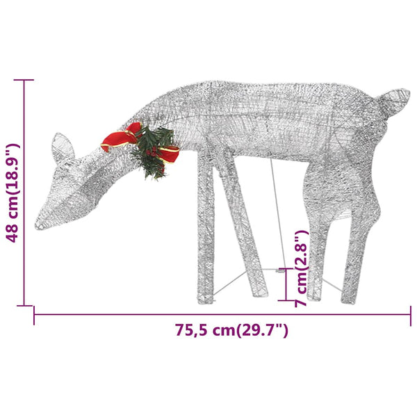 vidaXL LED Reindeer Christmas Decoration 270x7x90 cm Silver Cold White