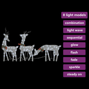 vidaXL LED Reindeer Christmas Decoration 270x7x90 cm Silver Cold White
