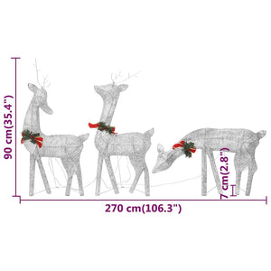 vidaXL LED Reindeer Christmas Decoration 270x7x90 cm Silver Cold White