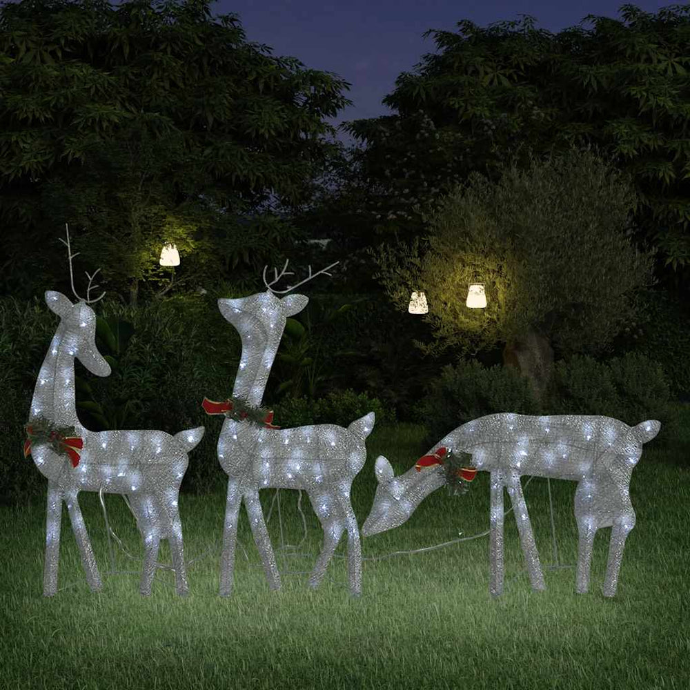 vidaXL LED Reindeer Christmas Decoration 270x7x90 cm Silver Cold White