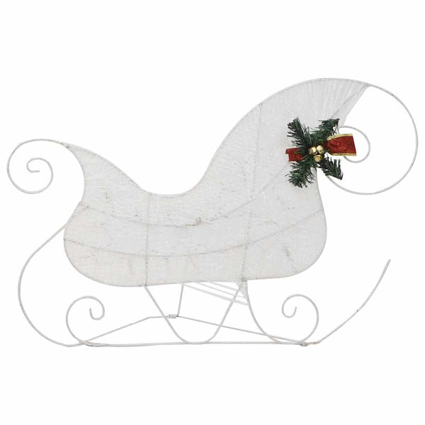 vidaXL Reindeer with Sleigh Christmas Decoration 60 LEDs Outdoor White