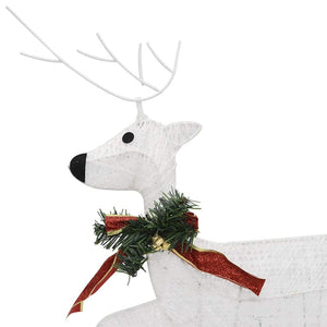 vidaXL Reindeer with Sleigh Christmas Decoration 60 LEDs Outdoor White