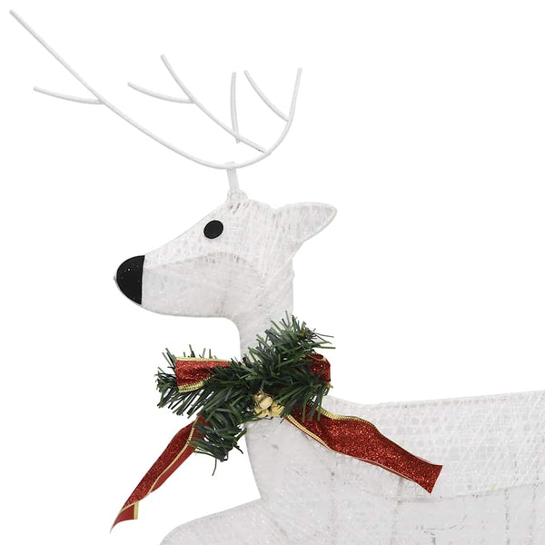 vidaXL Reindeer with Sleigh Christmas Decoration 60 LEDs Outdoor White