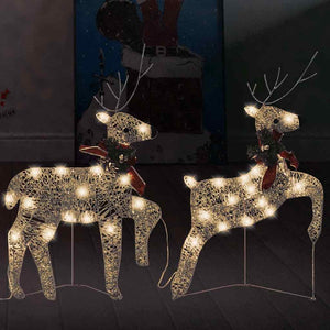 vidaXL LED Reindeer 2 pcs. Gold 40 LEDs