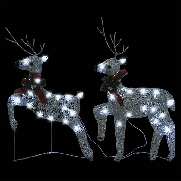 vidaXL LED Reindeer 2 pcs. Silver 40 LEDs