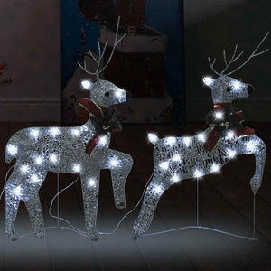 vidaXL LED Reindeer 2 pcs. Silver 40 LEDs