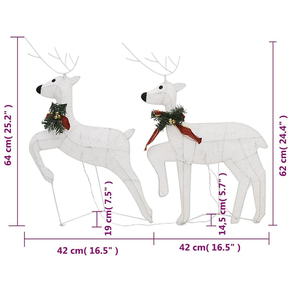 vidaXL LED Reindeer 2 pcs White 40 LEDs