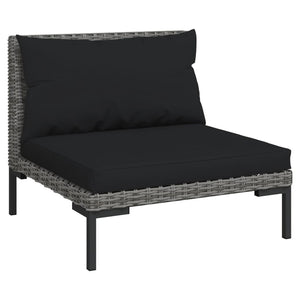 vidaXL 3-Piece Garden Lounge Set with Cushions Poly Rattan Dark Grey