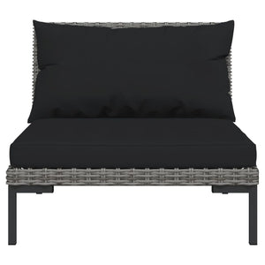 vidaXL 3-Piece Garden Lounge Set with Cushions Poly Rattan Dark Grey