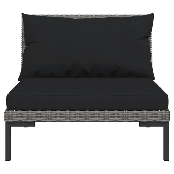 vidaXL 3-Piece Garden Lounge Set with Cushions Poly Rattan Dark Grey