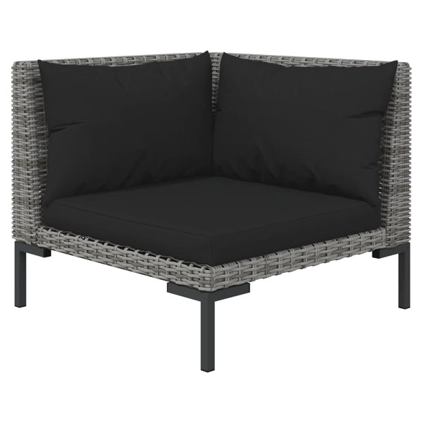 vidaXL 3-Piece Garden Lounge Set with Cushions Poly Rattan Dark Grey