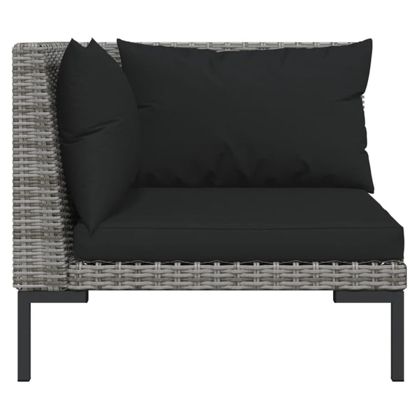 vidaXL 3-Piece Garden Lounge Set with Cushions Poly Rattan Dark Grey
