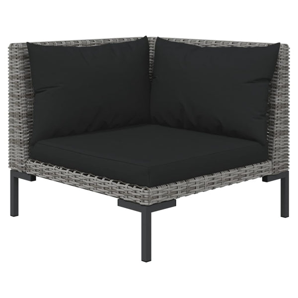 vidaXL 10-pc. Garden Lounge Set with Cushions Poly Rattan Dark Grey