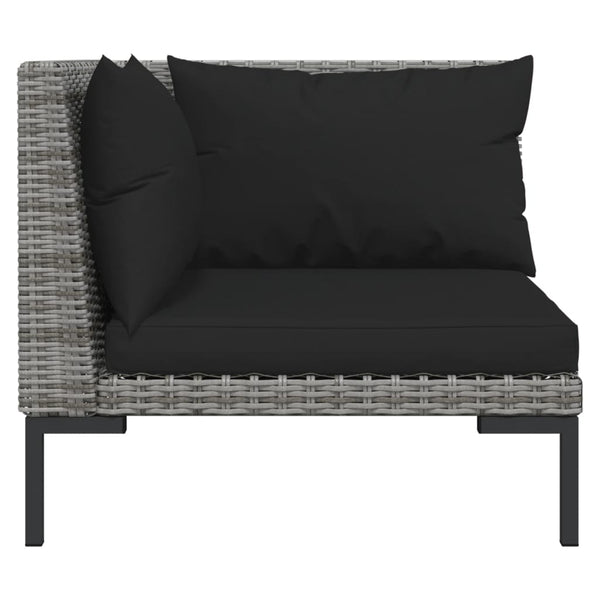 vidaXL 10-pc. Garden Lounge Set with Cushions Poly Rattan Dark Grey