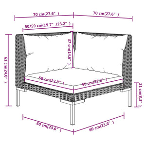 vidaXL 10-pc. Garden Lounge Set with Cushions Poly Rattan Dark Grey