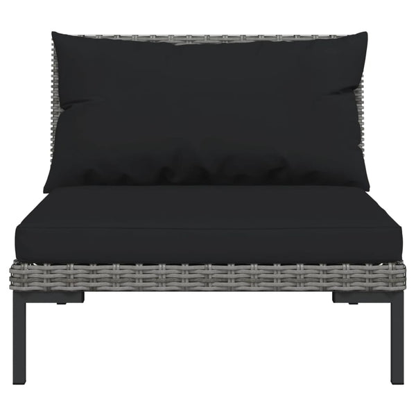 vidaXL 10-pc. Garden Lounge Set with Cushions Poly Rattan Dark Grey