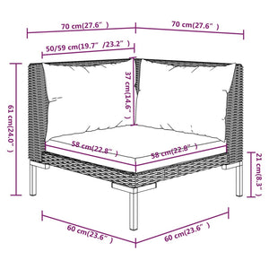 vidaXL 10-pc. Garden Lounge Set with Cushions Poly Rattan Dark Grey