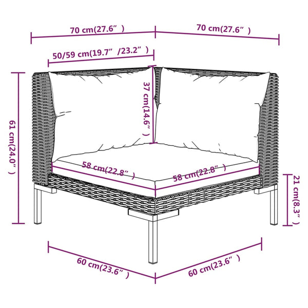 vidaXL 10-pc. Garden Lounge Set with Cushions Poly Rattan Dark Grey