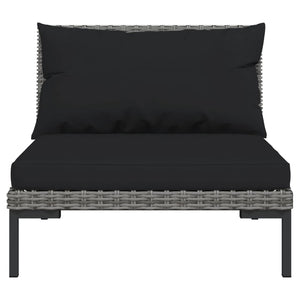 vidaXL 10-pc. Garden Lounge Set with Cushions Poly Rattan Dark Grey