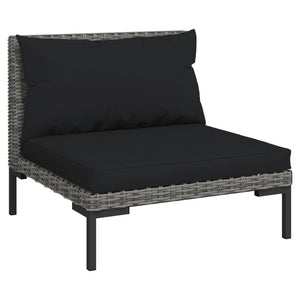 vidaXL 10-pc. Garden Lounge Set with Cushions Poly Rattan Dark Grey
