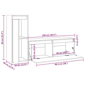 vidaXL TV Cabinets 2 pcs. Solid Pine Wood