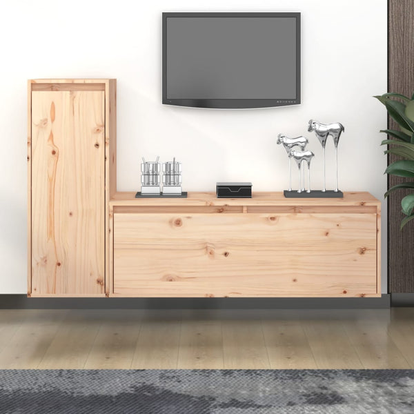 vidaXL TV Cabinets 2 pcs. Solid Pine Wood
