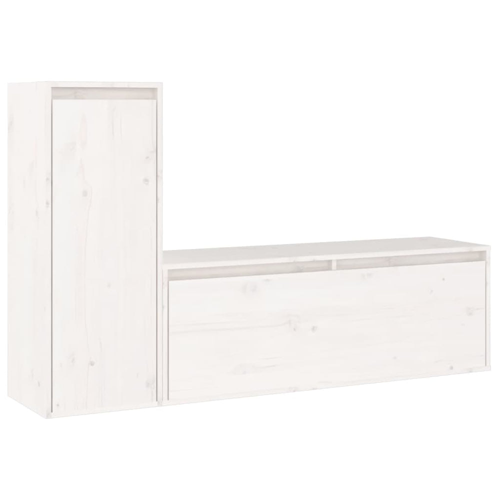 vidaXL TV Cabinets 2 pcs White Solid Pine Wood