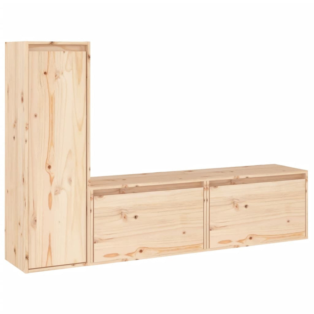 vidaXL TV Cabinets 3 pcs Solid Pine Wood