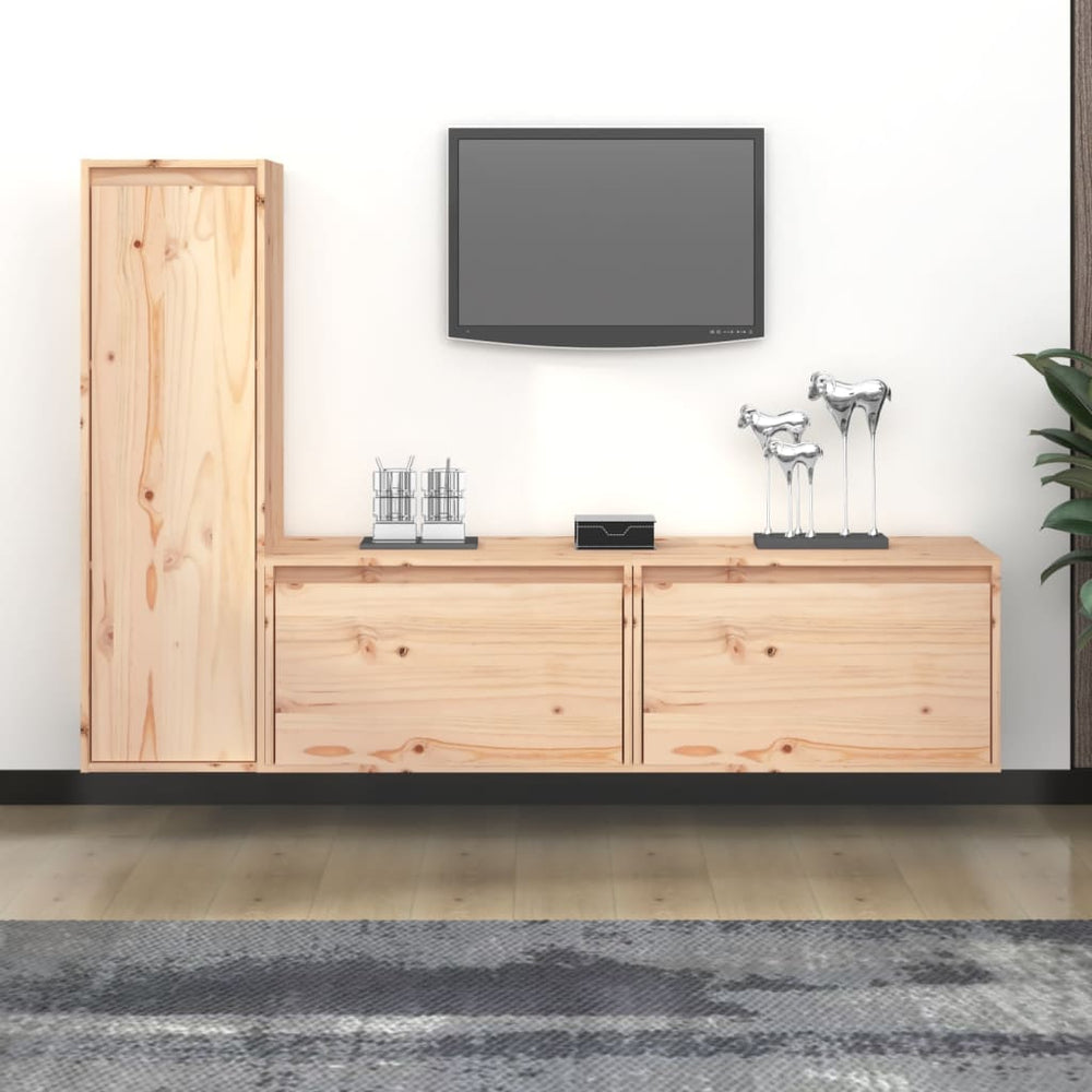 vidaXL TV Cabinets 3 pcs Solid Pine Wood