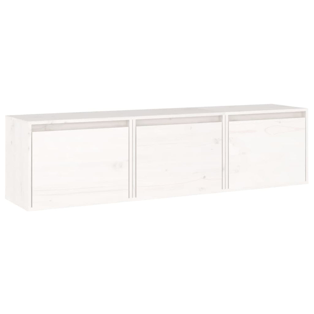 vidaXL TV Cabinets 3 pcs White Solid Pine Wood
