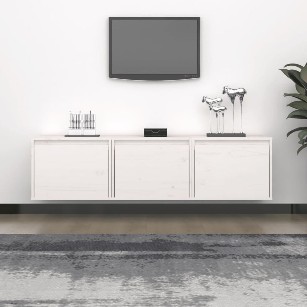 vidaXL TV Cabinets 3 pcs White Solid Pine Wood