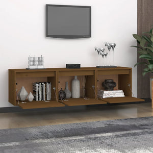 vidaXL TV Cabinets 3 pcs Honey Brown Solid Pine Wood