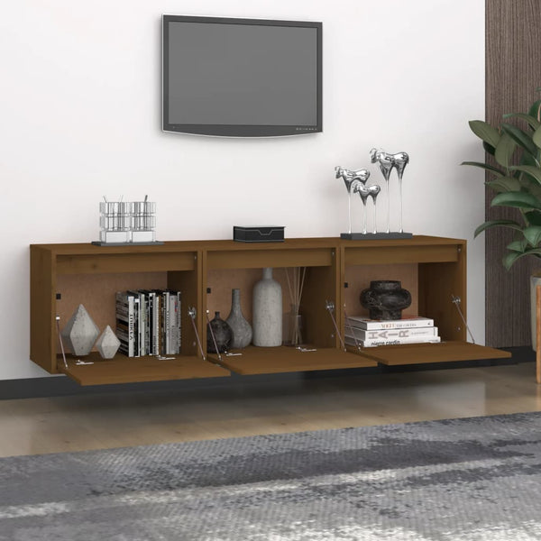 vidaXL TV Cabinets 3 pcs Honey Brown Solid Pine Wood
