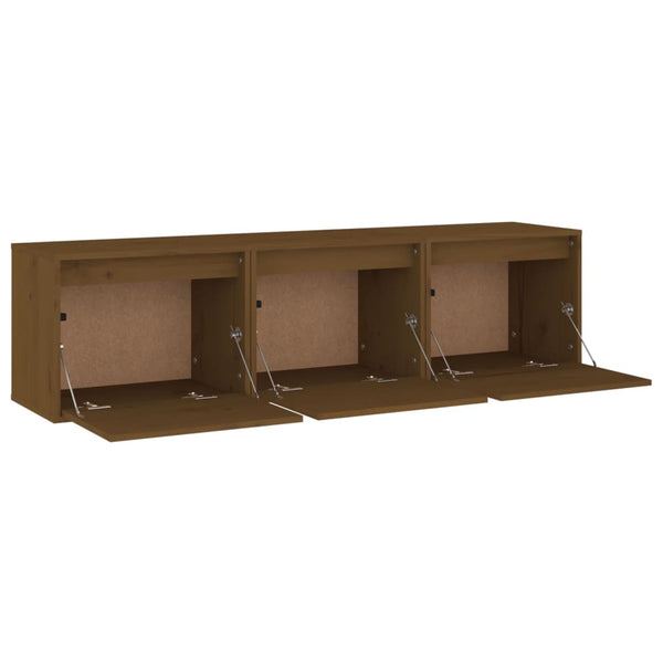 vidaXL TV Cabinets 3 pcs Honey Brown Solid Pine Wood