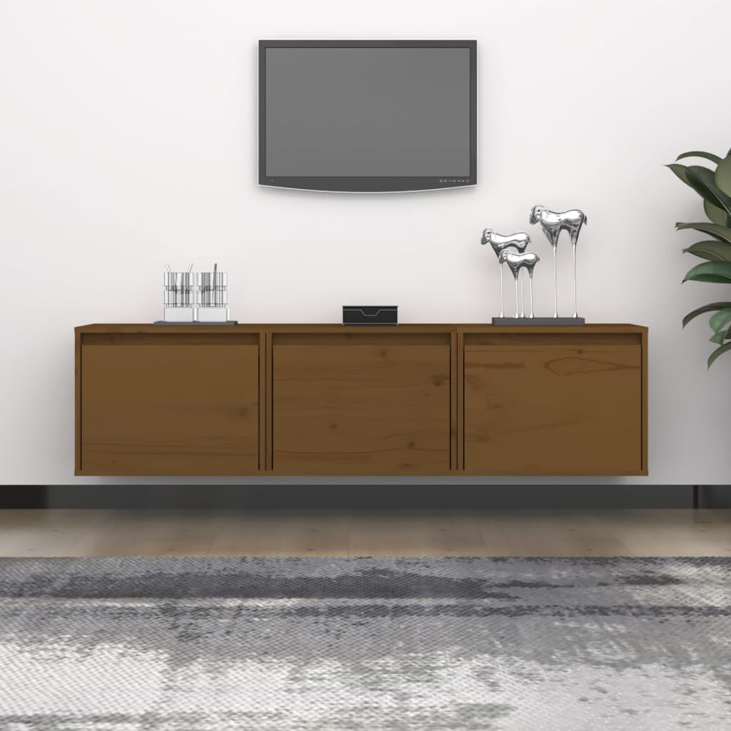 vidaXL TV Cabinets 3 pcs Honey Brown Solid Pine Wood