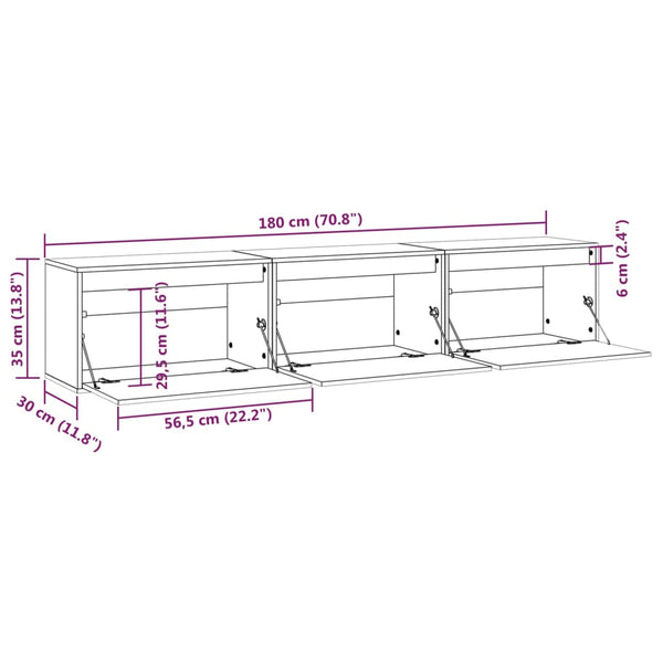 vidaXL TV Cabinets 3 pcs Solid Pine Wood
