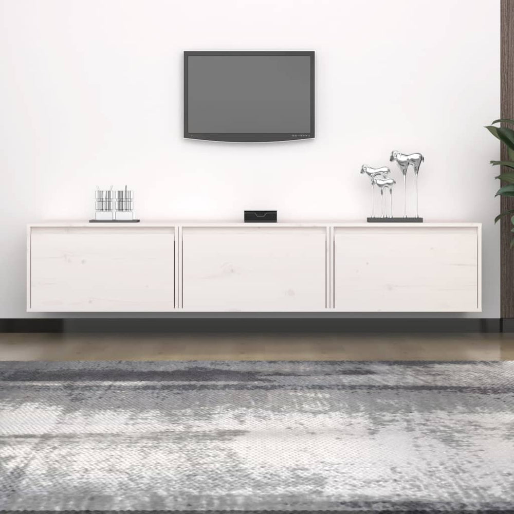 vidaXL TV Cabinets 3 pcs White Solid Pine Wood