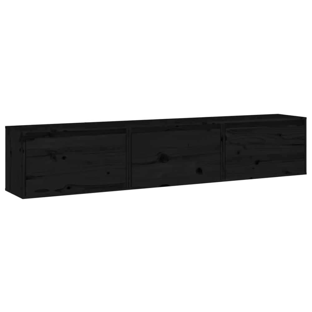 vidaXL TV Cabinets 3 pcs. Black Solid Pine Wood
