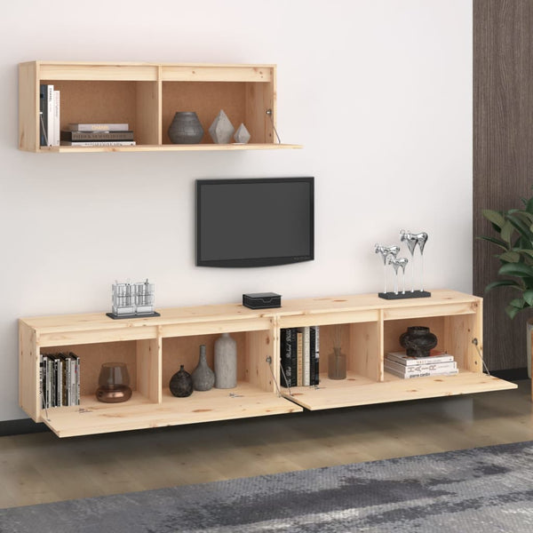 vidaXL TV Cabinets 3 pcs Solid Pine Wood