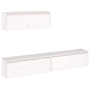 vidaXL 3-Piece TV Cabinet Set White Solid Pine Wood