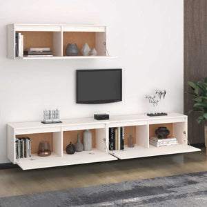 vidaXL 3-Piece TV Cabinet Set White Solid Pine Wood